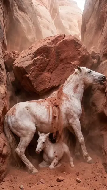 A mare does everything she can to protect her foal… then her foal goes to find h