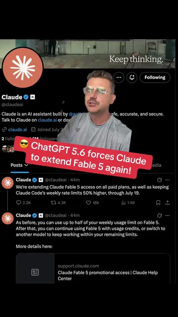 Anthropic Claude code fable 5 is extended again. Looks like ChatGPT 5.6 is a rea