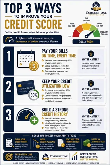 A better credit score can help you qualify for lower interest rates, better loan
