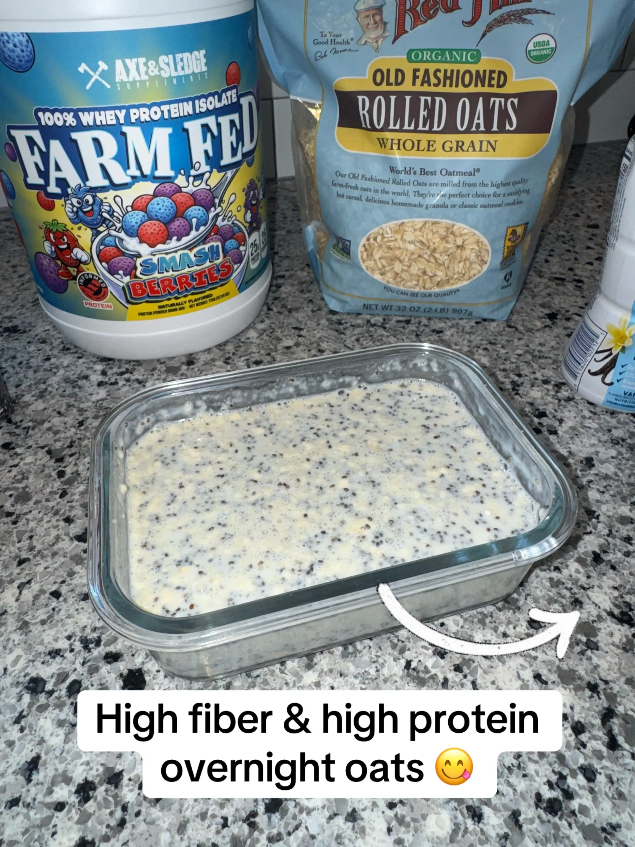 Super easy, super delicious overnight oats that are high in fiber and protein.  
