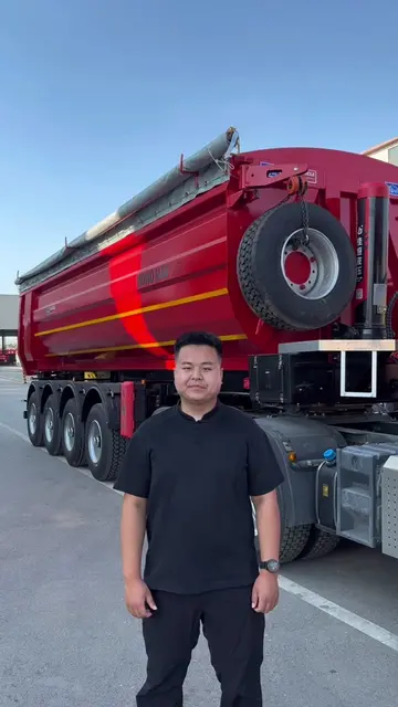 Rear Tipping Dump Semi Trailer, made of high-quality steel, suitable for transpo