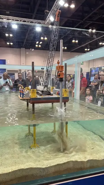 Watching this offshore pile driving operation power deep into the seabed feels j