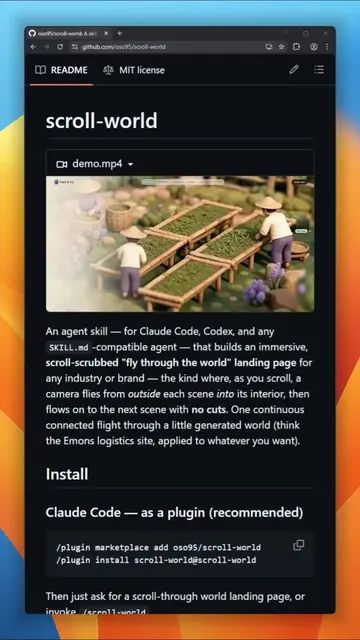 Scroll-world builds one of those Apple-style landing pages where the camera flie
