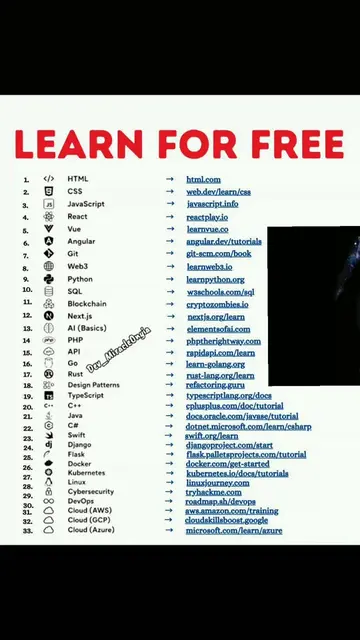 Learn tech for free #Tech #softwareengineer #programming #coding #webdevelopment