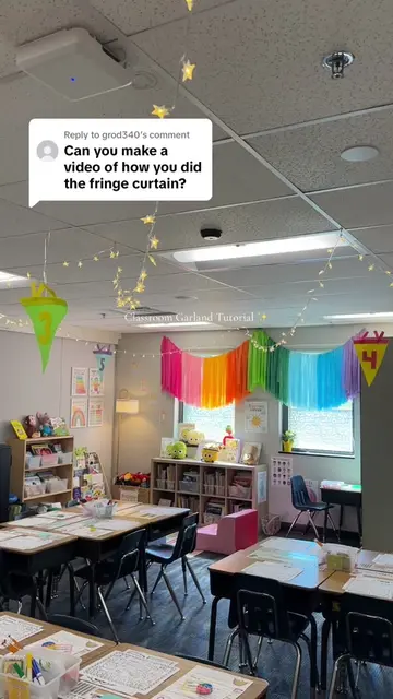 Replying to @grod340 How I made my fringe tablecloth garland for my classroom!!!