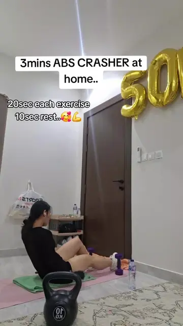 3mins abs crasher at home .. No GYM? no PROBLEM, you can do this at home..🥰💪💪