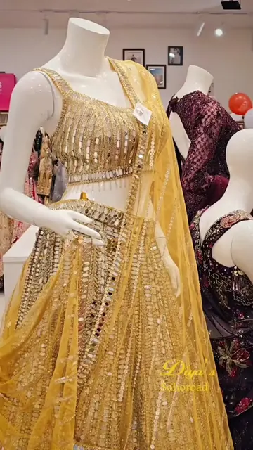 New stock in place. Huge variety of designer lehengas now available at Diya's Br
