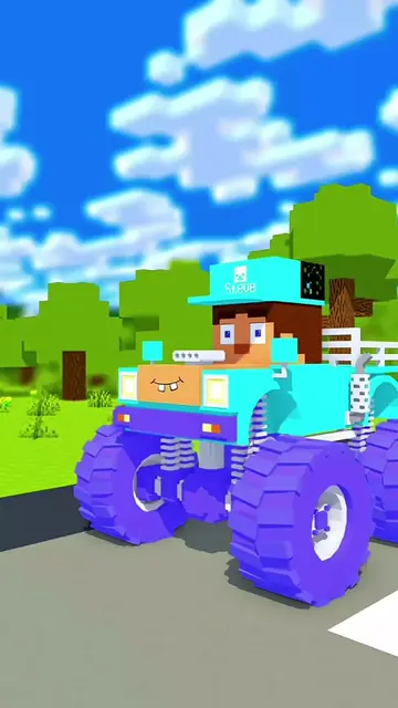 Steve-Monster-Truck vs Muscle Car & Sport Car - Minecraft Animation  #physics #s