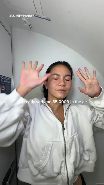 #LUMIFYPARTNER GRWM 35,000 feet in the air with LUMIFY redness reliever eye drop