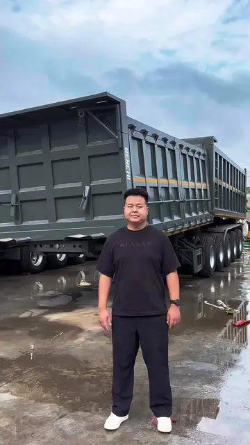 Front-Side Rear Tipping Dump Semi Trailer, made of high-quality steel, specially