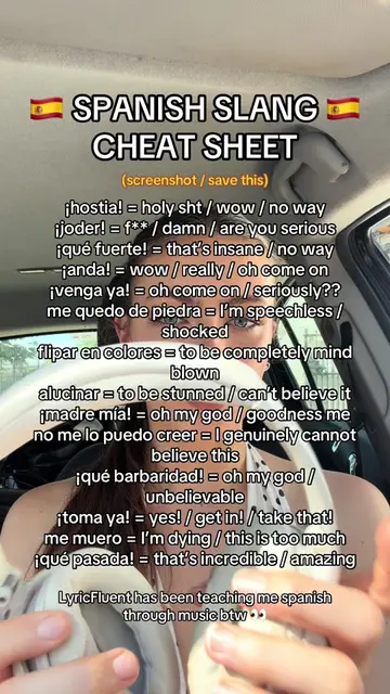 SPANISH SLANG CHEAT SHEET 🇪🇸 @LyricFluentApp taught me these reaction phrases 