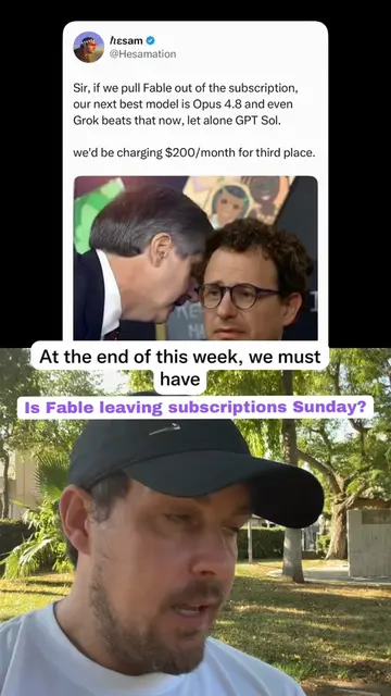 Anthropic reportedly plans to pull Fable from the subscription on Sunday 19th an