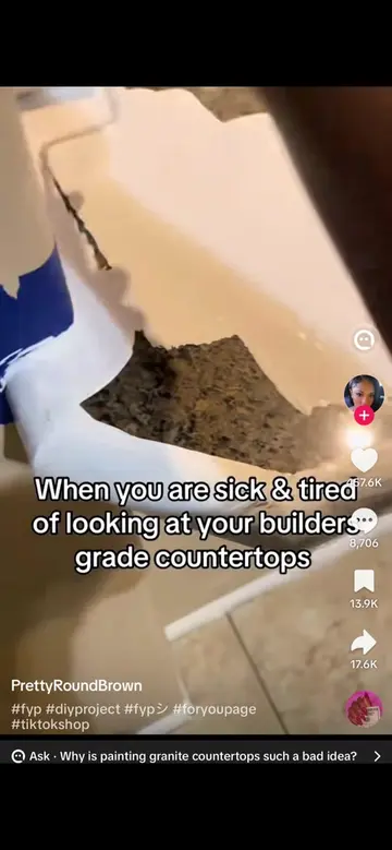 For context, she painted over granite countertops. Comments from @PrettyRoundBro