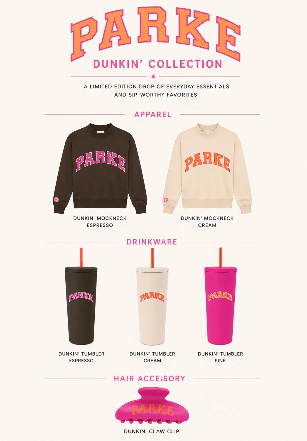 linesheet + drink menu! #parke #dunkindonuts #collab #drop #coffee 