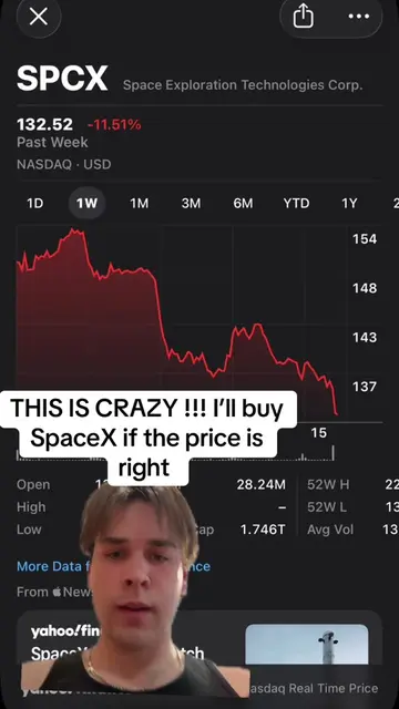 SPACEX STOCK PLUNGES!! #spacex #elonmusk #investing #stocks #tsla