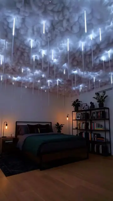 Who needs a view of the sky when you have one inside? ☁️✨ Turned my bedroom into