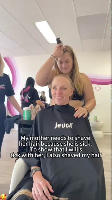 Matching bald heads aren’t just a look—it’s the family’s promise to get through 