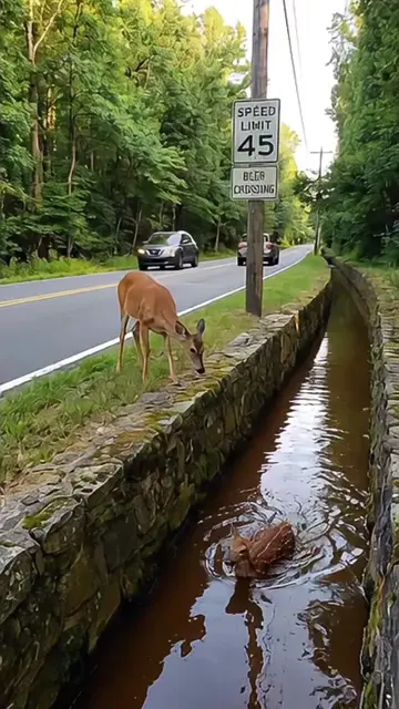 In Louisiana, a man rescues a fawn that had fallen into a canal 🦌❤️❤️❤️   #anim