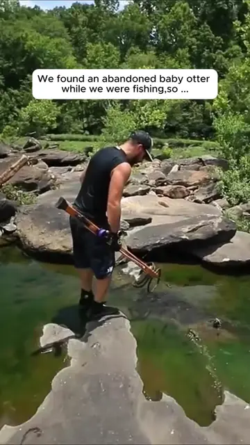 We found an abandoned baby otter while we were fishing,so… #animals #otter #resc