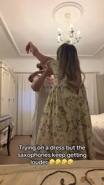 Trying on my dress but the saxophones keep getting louder 🤣🎷 #dress #family #m