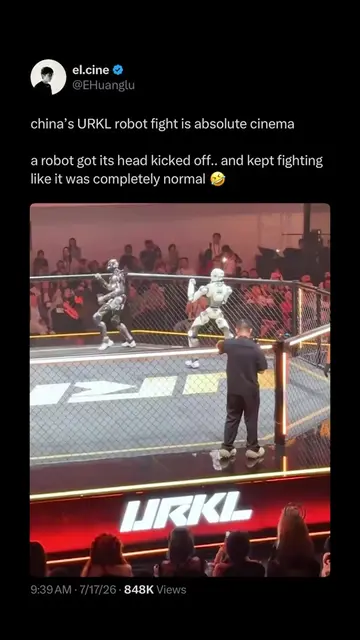 Robot fighting is a real sport in China now 🤯 This one lost its head mid-fight 