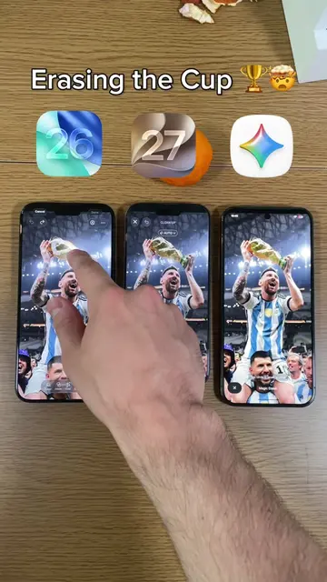 Can the Cup be erased? 🏆 iOS 27 vs iOS 26 vs Gemini 🤯 #ios27 #ios27 #gemini #a