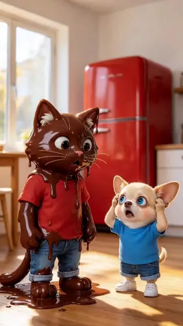 cat turned into chocolate and the Chihuahua was shocked 🤯🍩 #Chihuahuadog #funn
