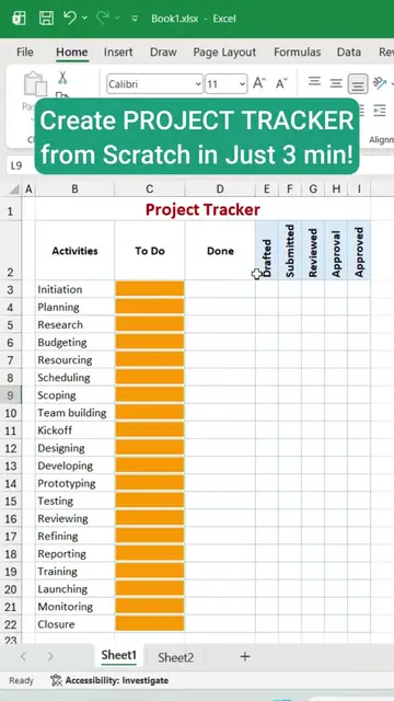 Build smart project tracker from scratch in just 3 minutes #excel #exceltips #ex