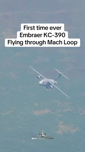 First time ever that the large Embraer KC-390 flying through the Mach Loop at th