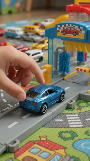 Squeaky clean! 🚗💦 Watch these tiny toy cars get a wash in the cutest miniature
