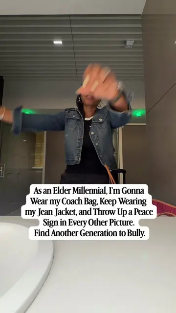 I'm never beating the elder millennial allegations. The jean jacket and peace si