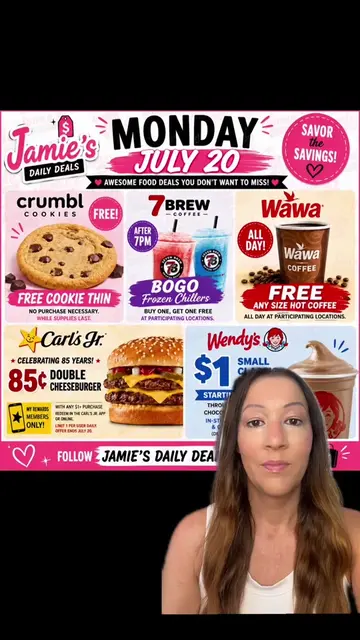 🚨 Monday Food Deals Are HERE! 🍪☕🍔🍦 Don’t miss these amazing deals for Monday