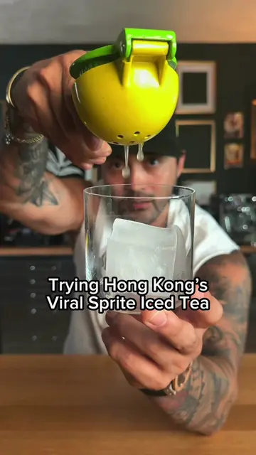 Trying the viral Hong Kong Sprite Tea  #icedtea #coffee #mycoffeeorder #drink #t
