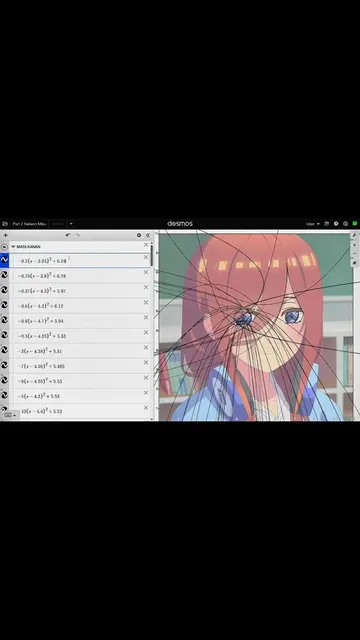 Part 1: Graphing Nakano Miku on Desmos using 80+ math equations!  #desmosart #fy