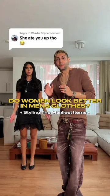 Replying to @Charlie Boy do women look better in men’s clothes? Part 2 @riz #str