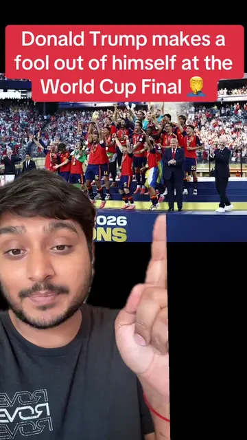 Trump photobombs the trophy lifting at the FIFA World Cup. Gianni Infantino lite
