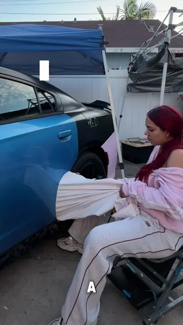 Re wrapping my car solo day 1🤭 using @Ravoonyofficial matte magic purple wrap �