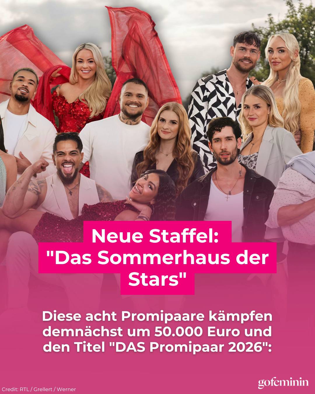 Diese acht Promipaare ziehen dieses Jahr ins “Sommerhaus der Stars”. Auf wen bis