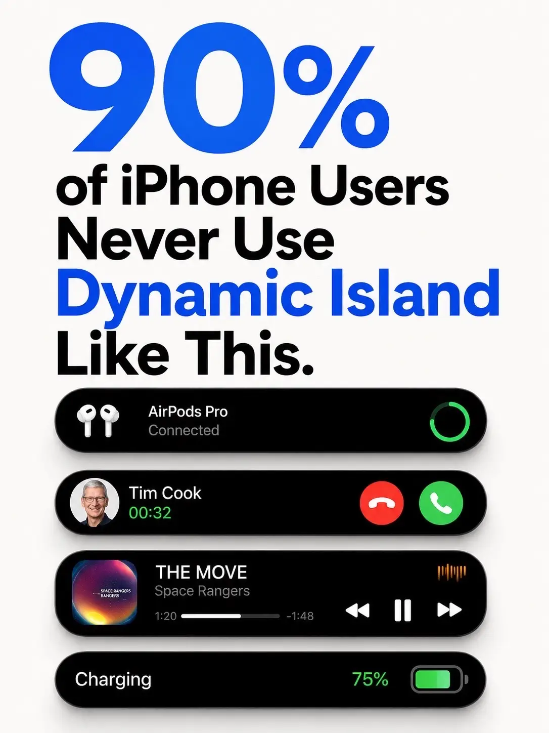 Your Dynamic Island can do way more than just show music. 👀 Here are a few feat