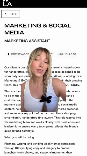 Marketing Assistant needed in LA for contemporary jewelry brand #hiring #job #re