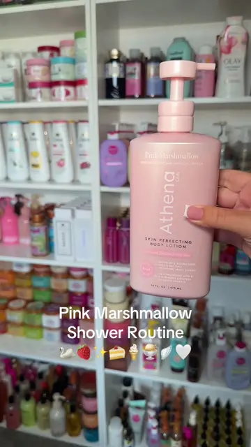 New Athena club pink marshmallow shower routine 🍓🪽✨ #showertok #showerroutine 