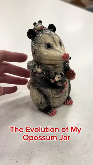My opossum jar is complete! #ceramics #artteacher #artteachersoftiktok #opossum 