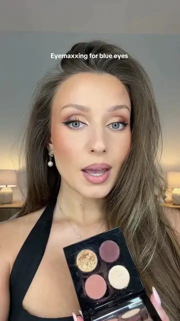 Warm tones + mauve/plum is the way to go for blue yes!!  . Products:  @Pat McGra
