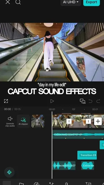 the @CapCut SFX timeline from my recent vlog !! feel free to steal my sound effe