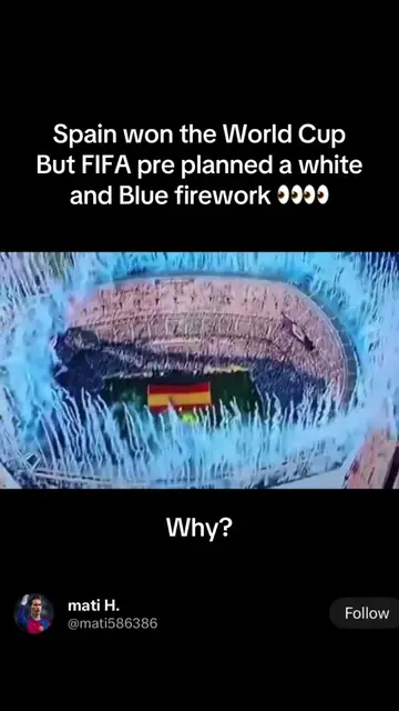 Why were the fireworks for Spain 🇪🇸 trophy celebrations white and blue? #world