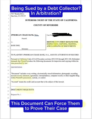 Been sued by a debt collector?  In Arbitration?  Don't sit back! Force them to p