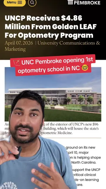 🏹 UNC Pembroke opening 1st optometry school in NC 🤓 #uncp #optometry #ncreales