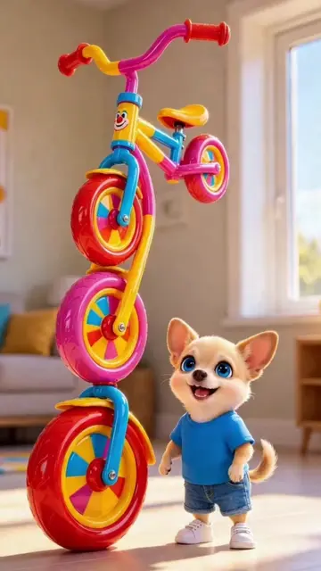 Chihuahua's father bought him a bicycle made of three wheels🤔😍 #Chihuahuadog #