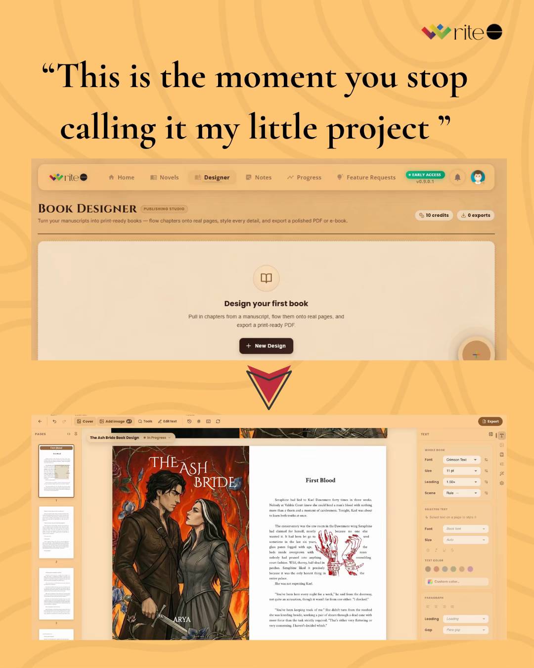 POV: 'my little project' just became a real book. book designer is in early acce