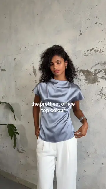 The most dreamy colour. Shop Zafina Pleated Draped Top in Oyster Blue. 